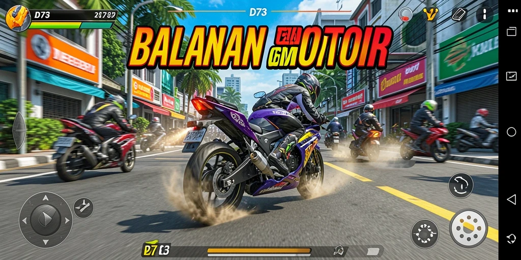 Tangkapan layar D73 menampilkan aksi cepat balapan motor yang mendebarkan.