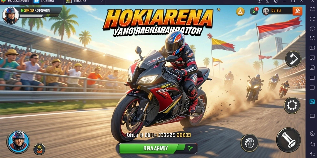 Gameplay menarik HOKIARENA dengan berbagai trek balapan motor.
