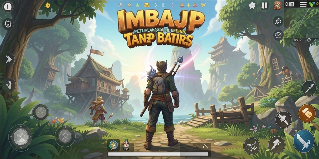 Screenshot gameplay IMBAJP yang menunjukkan dunia terbuka yang luas