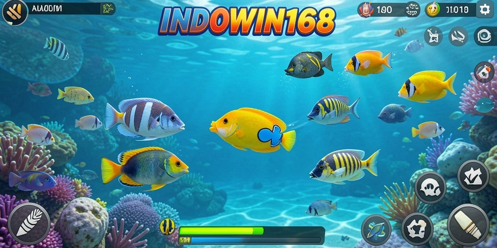 Screenshot gameplay INDOWIN168 dengan aksi menembak ikan yang seru.