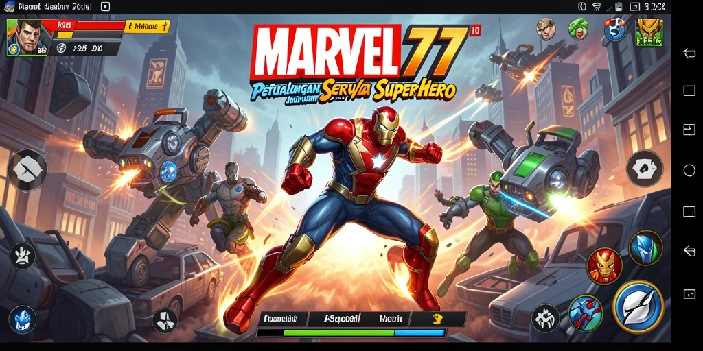 Tangkapan layar gameplay <strong>MARVEL77</strong> menampilkan aksi superhero yang mendebarkan.