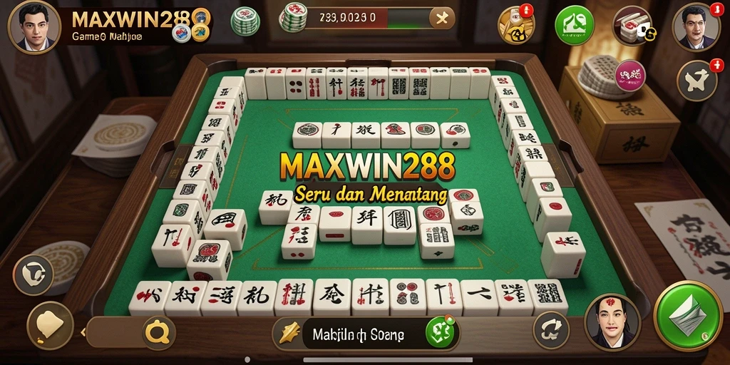 Tampilan gameplay seru MAXWIN288 dalam permainan Mahjong.