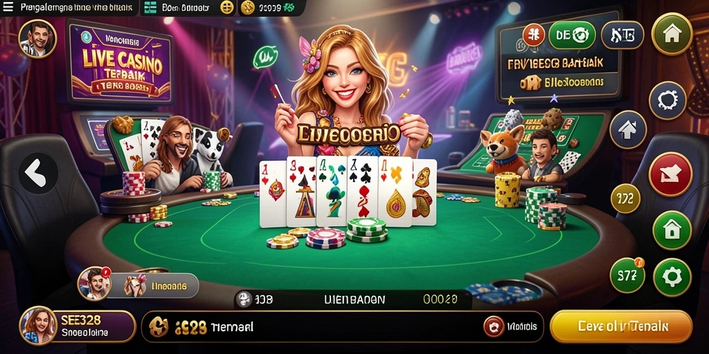 Tampilan menawan gameplay Live Casino dengan dealer profesional.
