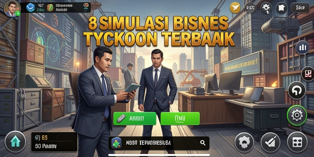 Screenshot gameplay V07 menampilkan manajemen bisnis yang dinamis.